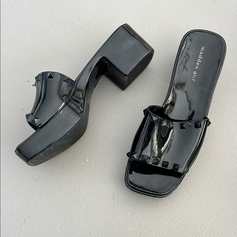 Madden Girl Black Mules with Chunky Block Heel